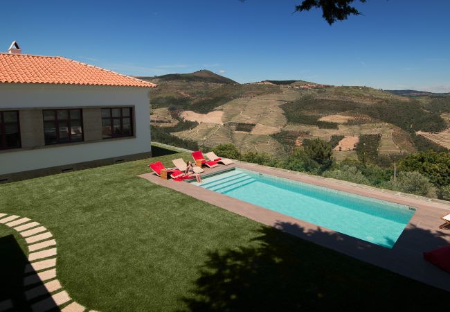 Swimming pool and view over vineyards